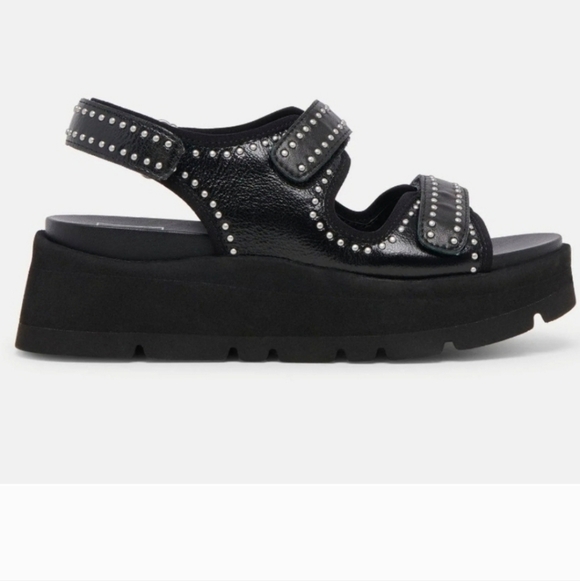 Dolce Vita Midnight Dubai Stud Crinkle Patent Leather Sandals - Picture 6 of 10